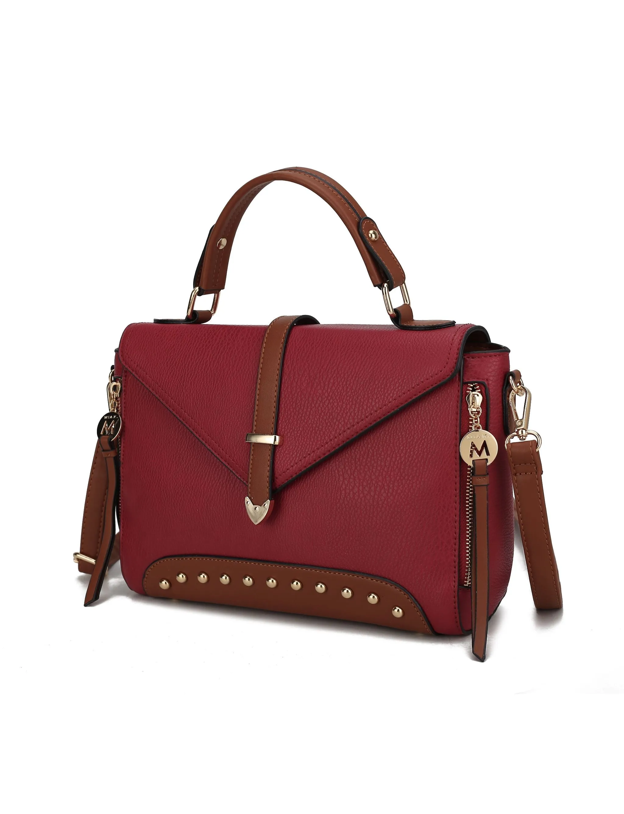 Angela vegan Color-Block Leather Women’s Satchel Bag