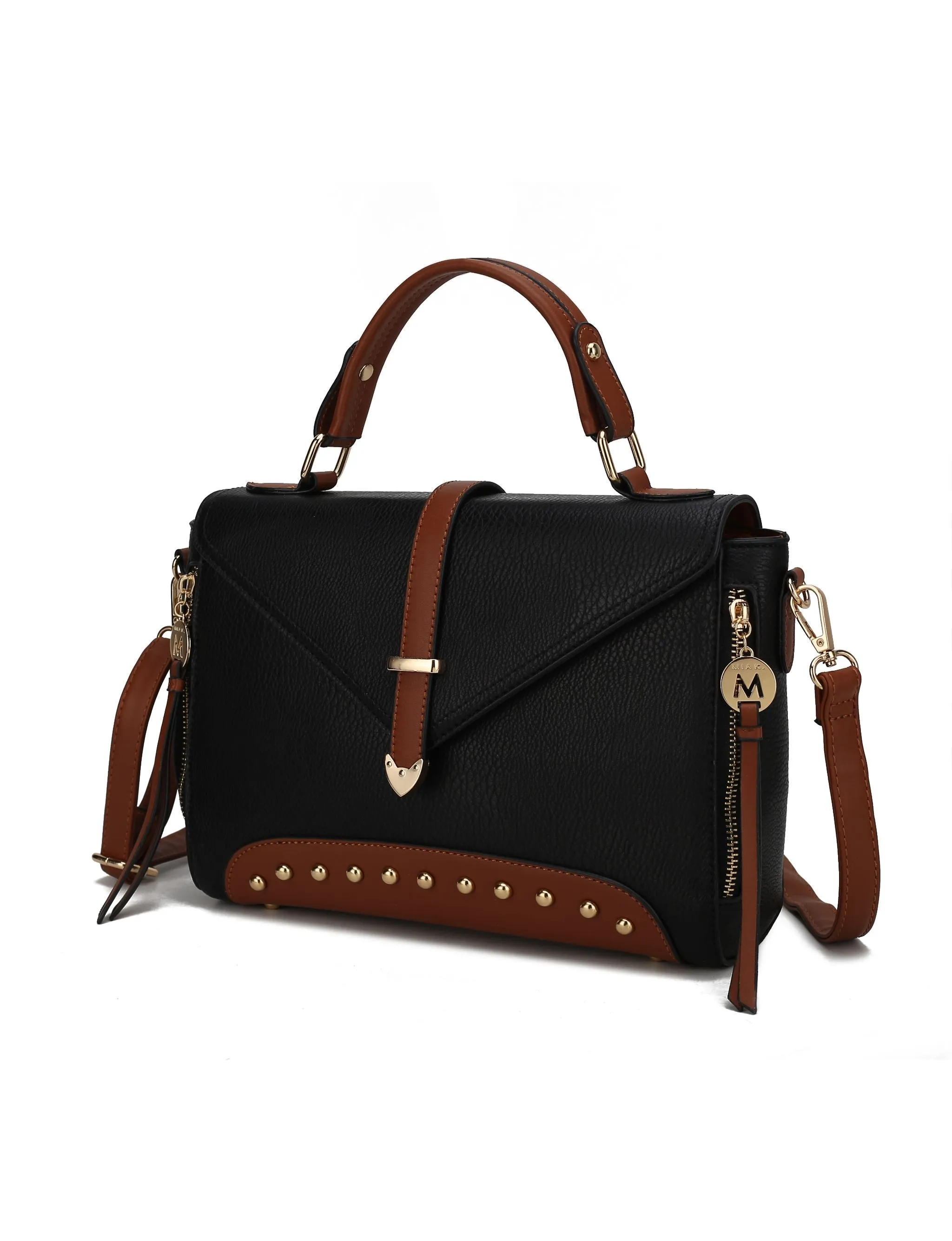 Angela vegan Color-Block Leather Women’s Satchel Bag