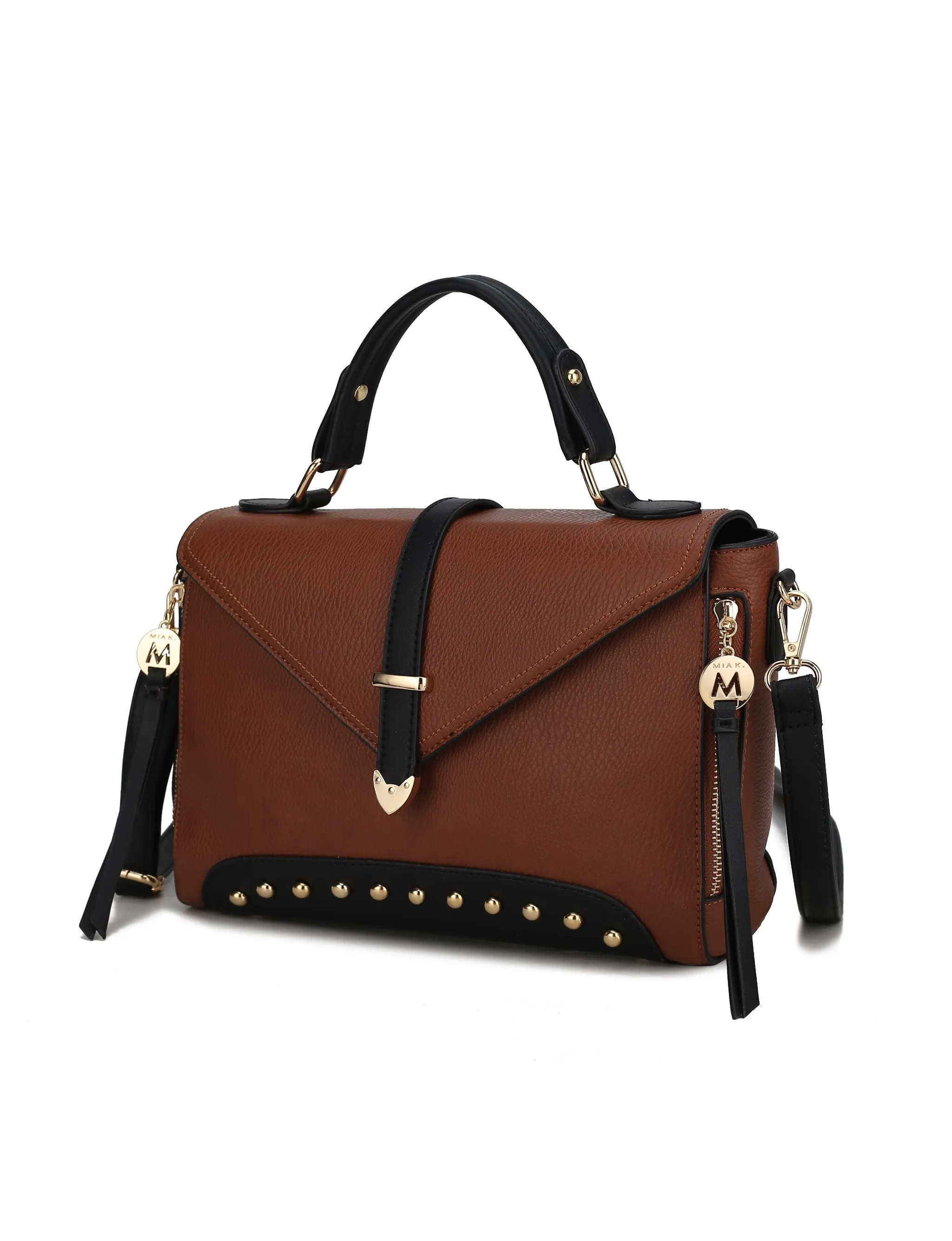 Angela vegan Color-Block Leather Women’s Satchel Bag
