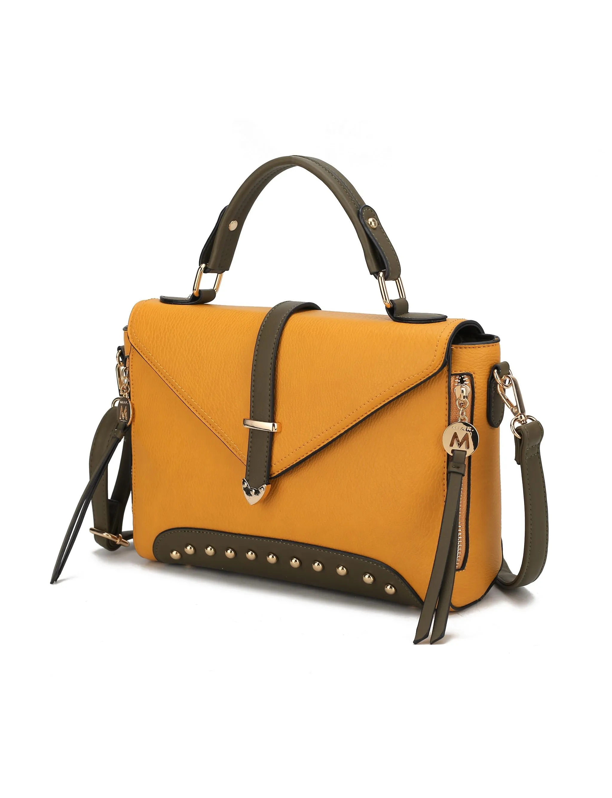 Angela vegan Color-Block Leather Women’s Satchel Bag