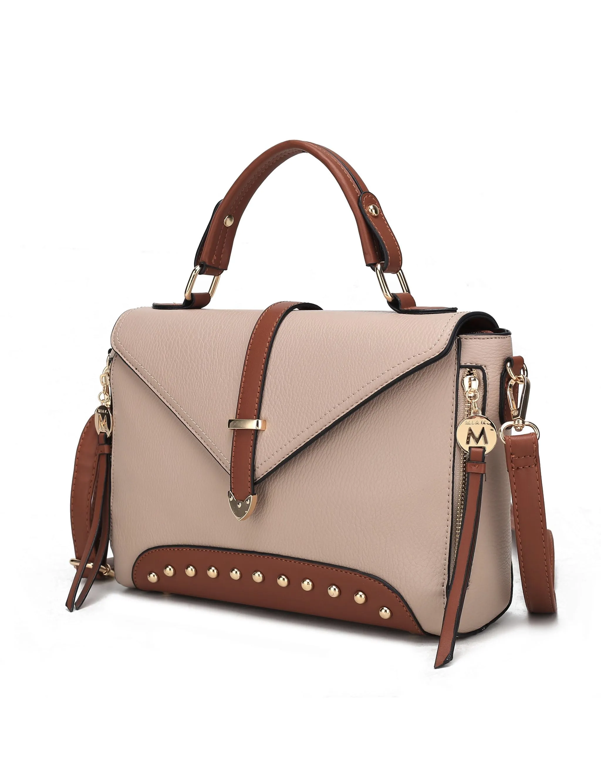 Angela vegan Color-Block Leather Women’s Satchel Bag