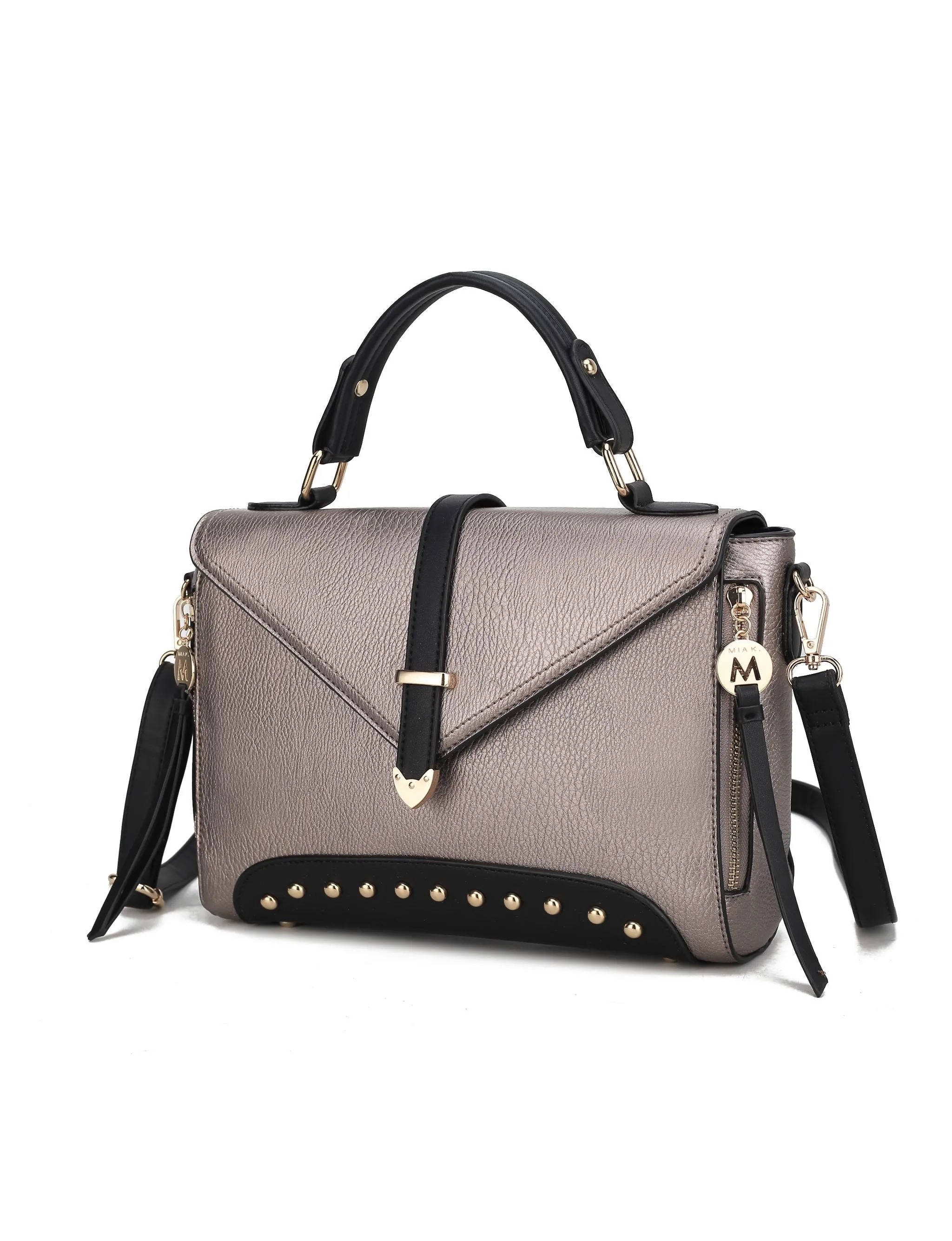 Angela vegan Color-Block Leather Women’s Satchel Bag