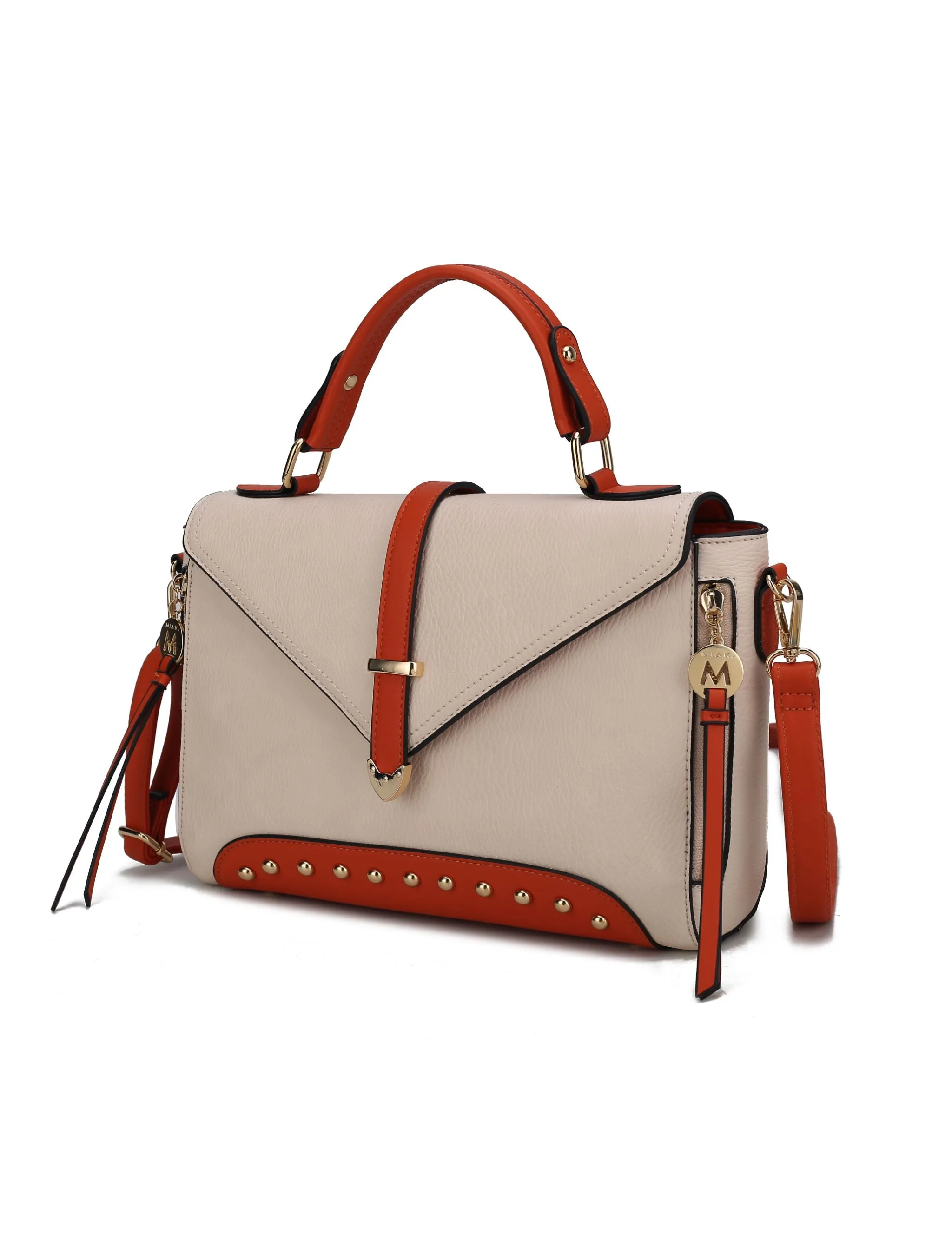 Angela vegan Color-Block Leather Women’s Satchel Bag