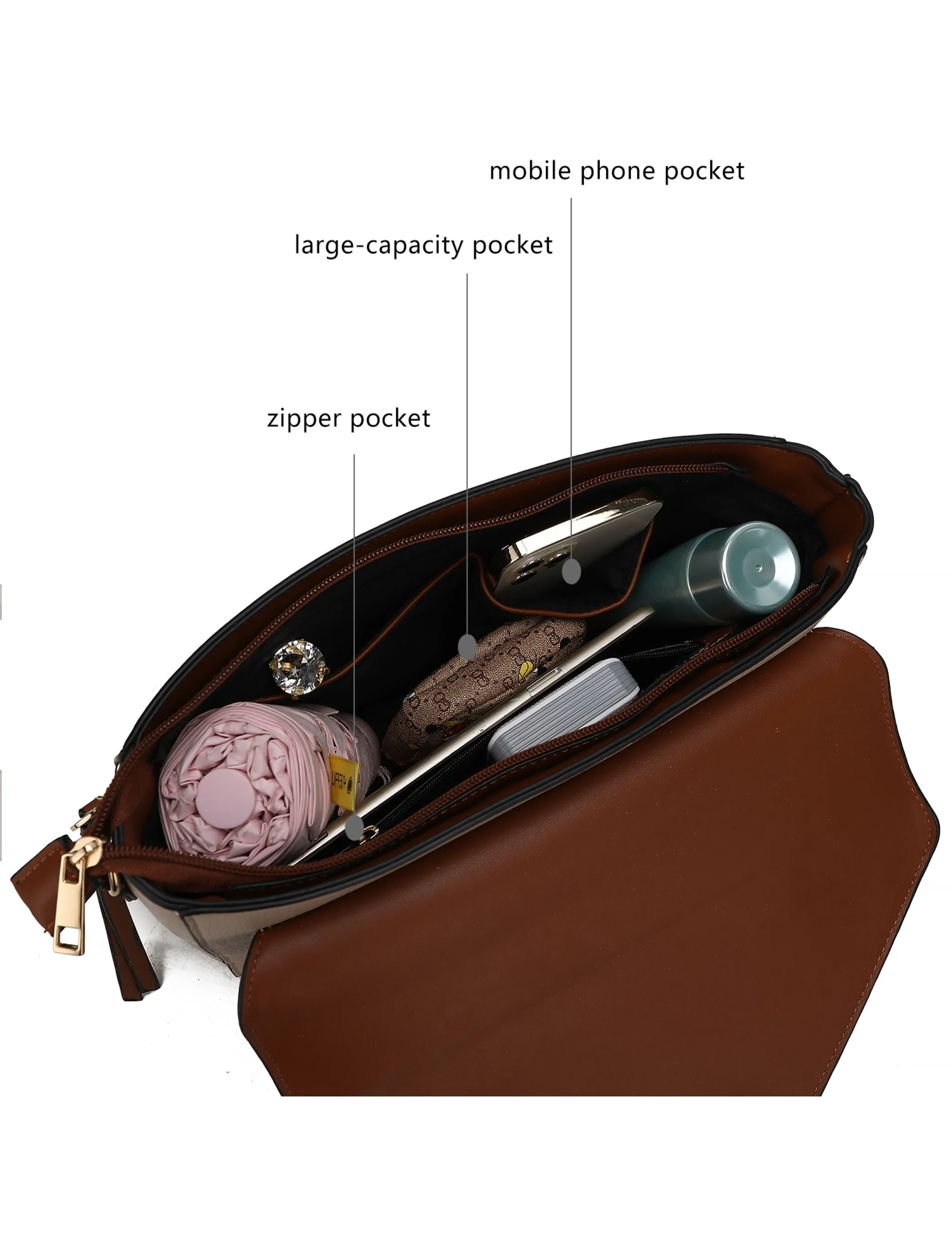 Angela vegan Color-Block Leather Women’s Satchel Bag