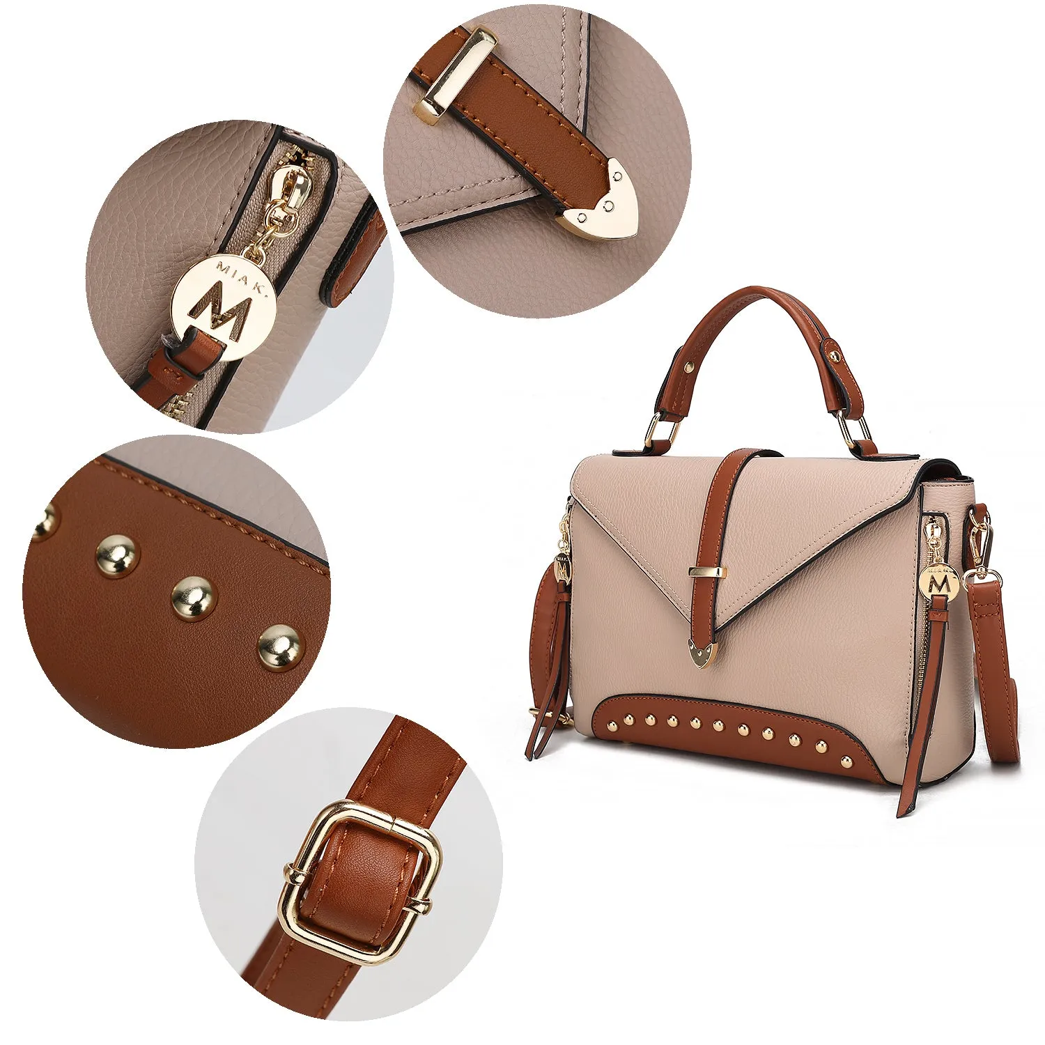 Angela vegan Color-Block Leather Women’s Satchel Bag