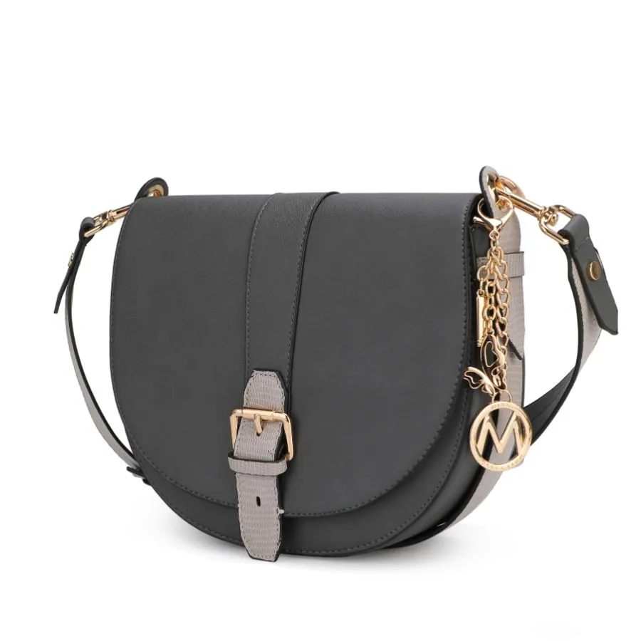 Ayla Snake-Embossed Color Block Vegan Leather Women’s Shoulder Bag