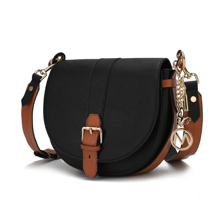 Ayla Snake-Embossed Color Block Vegan Leather Women’s Shoulder Bag