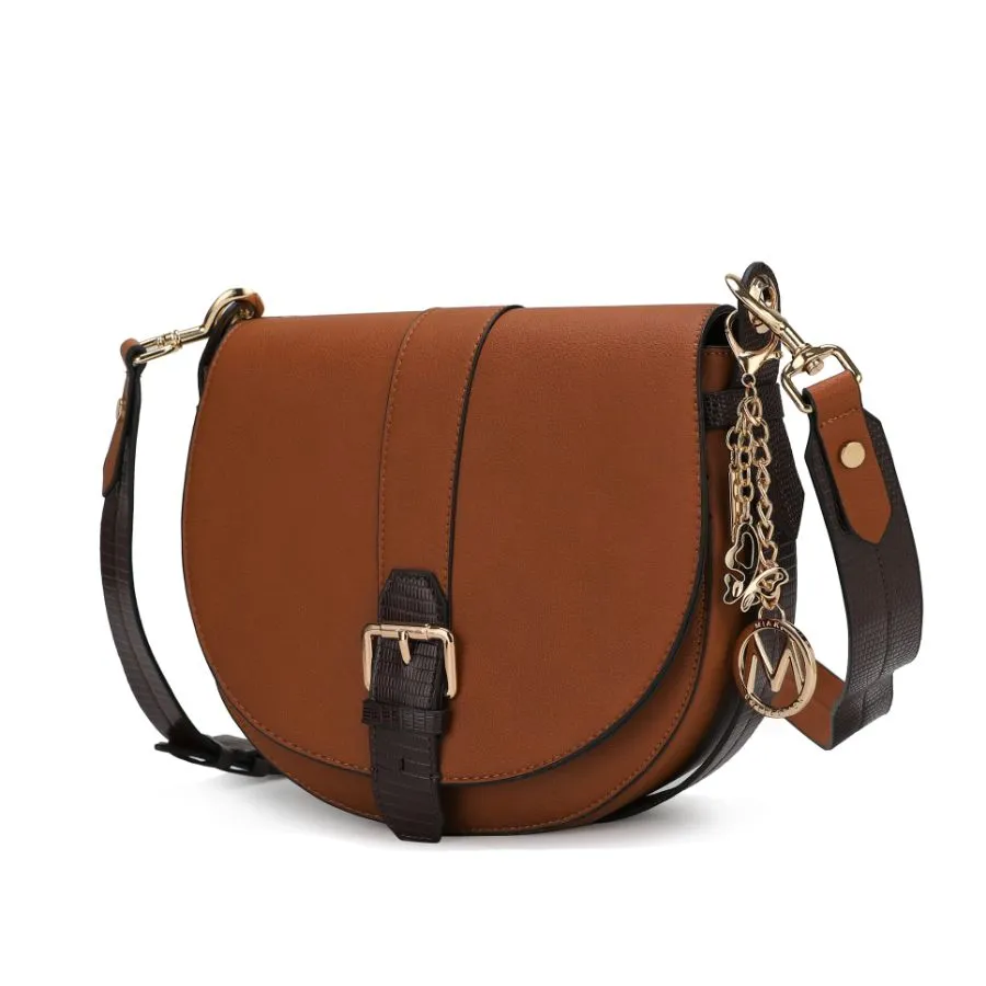 Ayla Snake-Embossed Color Block Vegan Leather Women’s Shoulder Bag