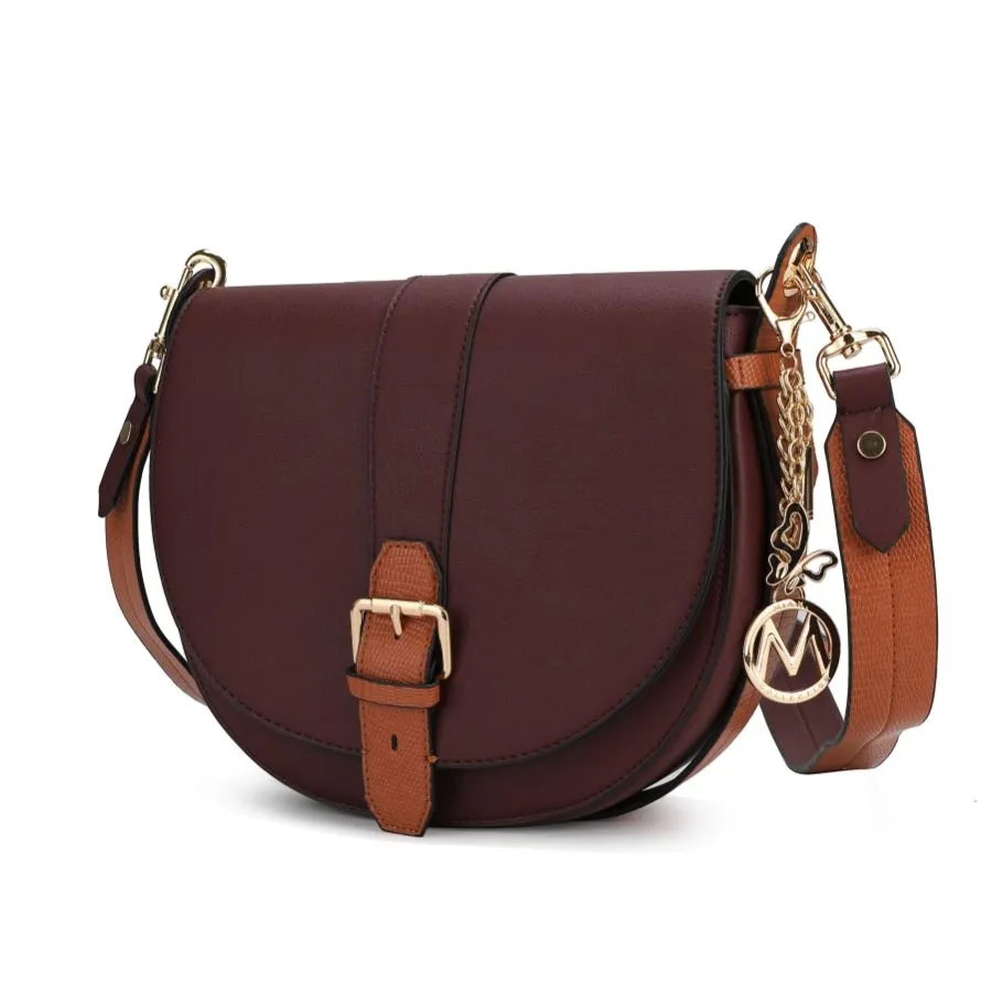 Ayla Snake-Embossed Color Block Vegan Leather Women’s Shoulder Bag