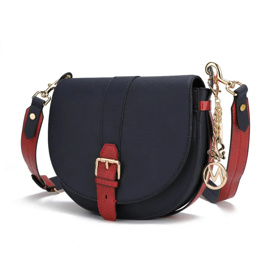 Ayla Snake-Embossed Color Block Vegan Leather Women’s Shoulder Bag
