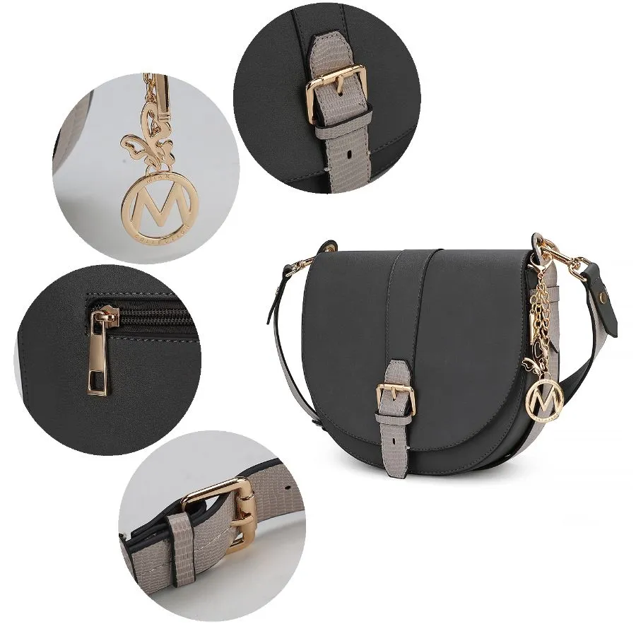 Ayla Snake-Embossed Color Block Vegan Leather Women’s Shoulder Bag