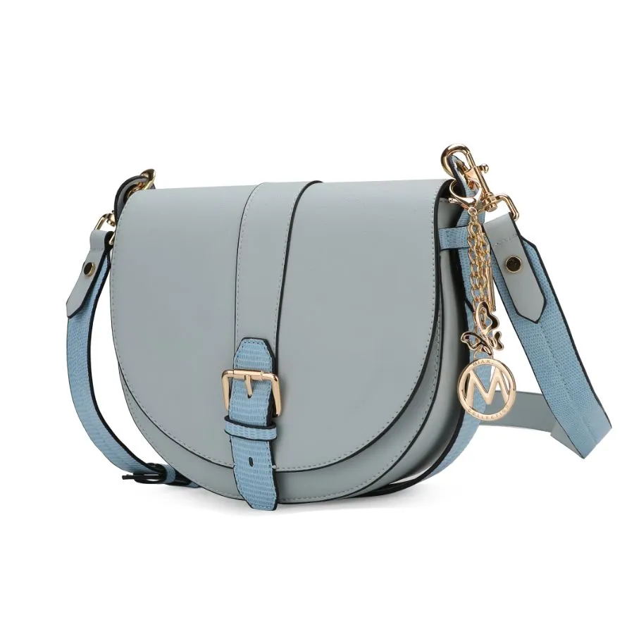 Ayla Snake-Embossed Color Block Vegan Leather Women’s Shoulder Bag