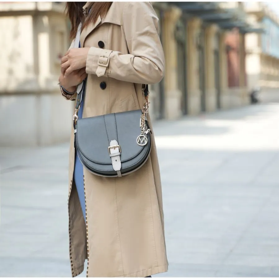 Ayla Snake-Embossed Color Block Vegan Leather Women’s Shoulder Bag