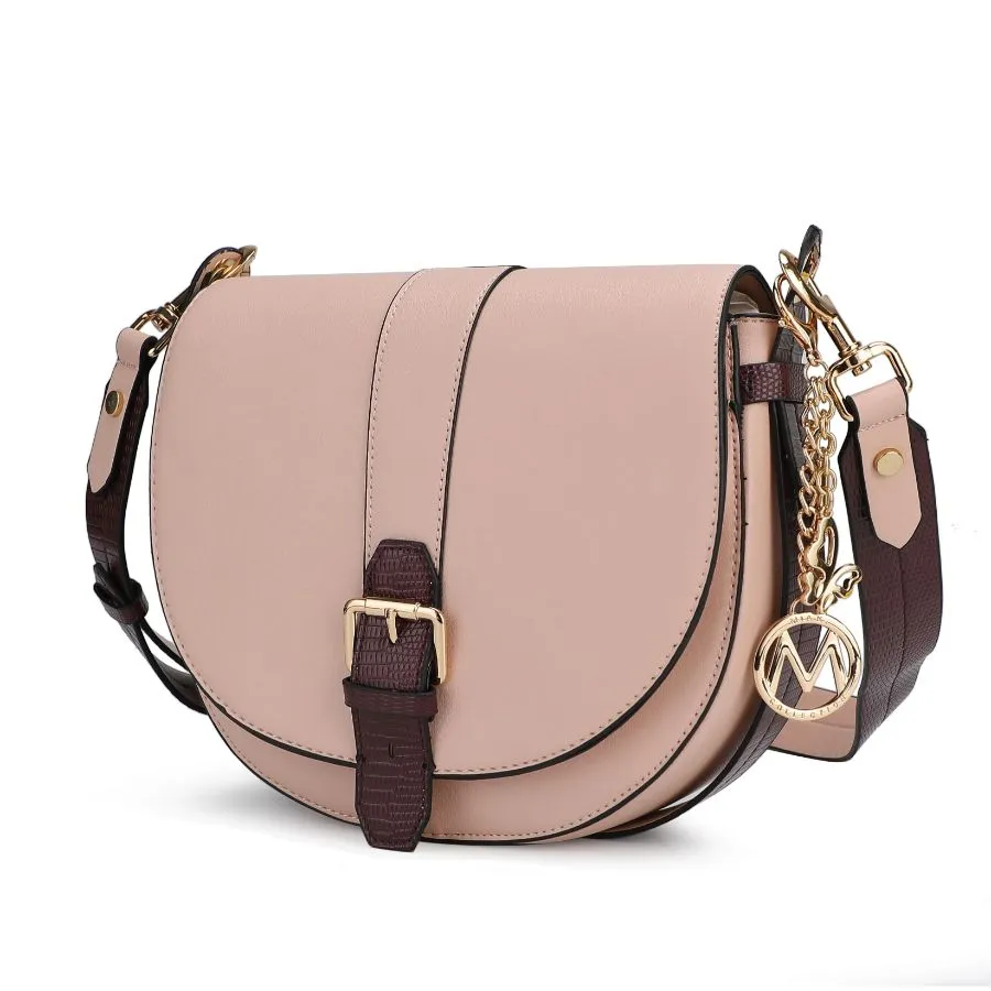 Ayla Snake-Embossed Color Block Vegan Leather Women’s Shoulder Bag