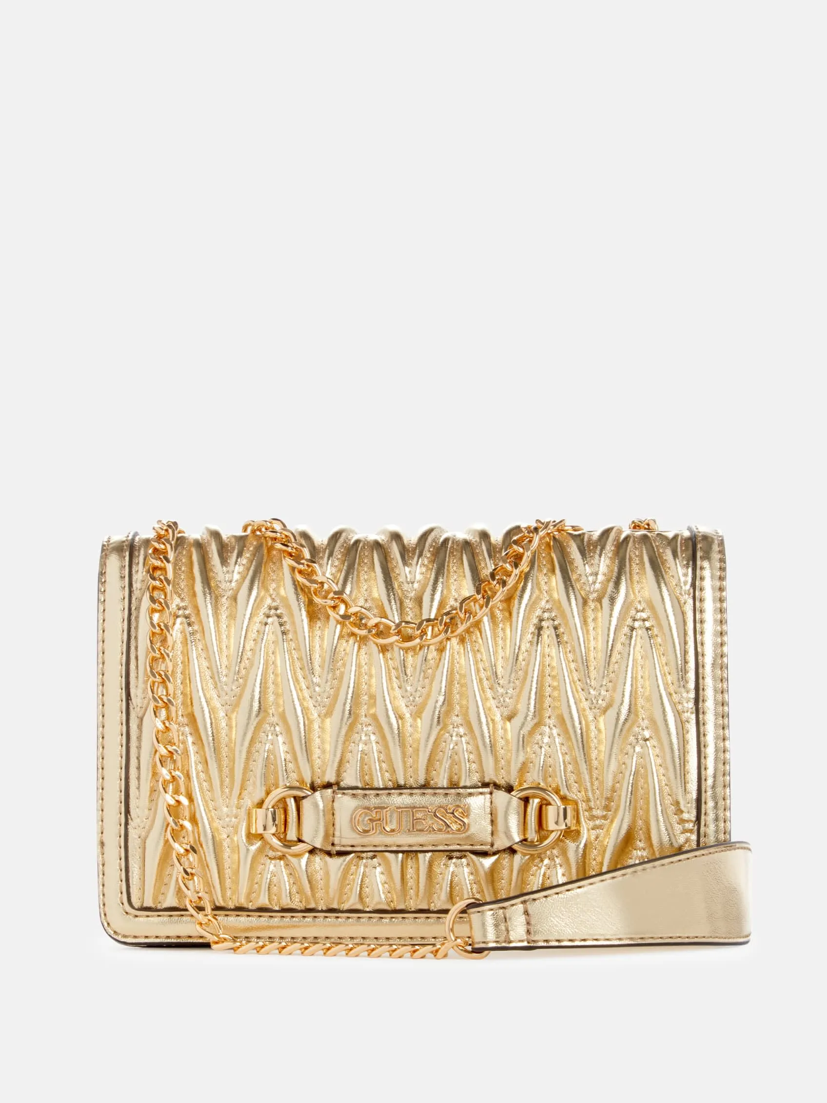 Bleu Metallic Quilted Crossbody