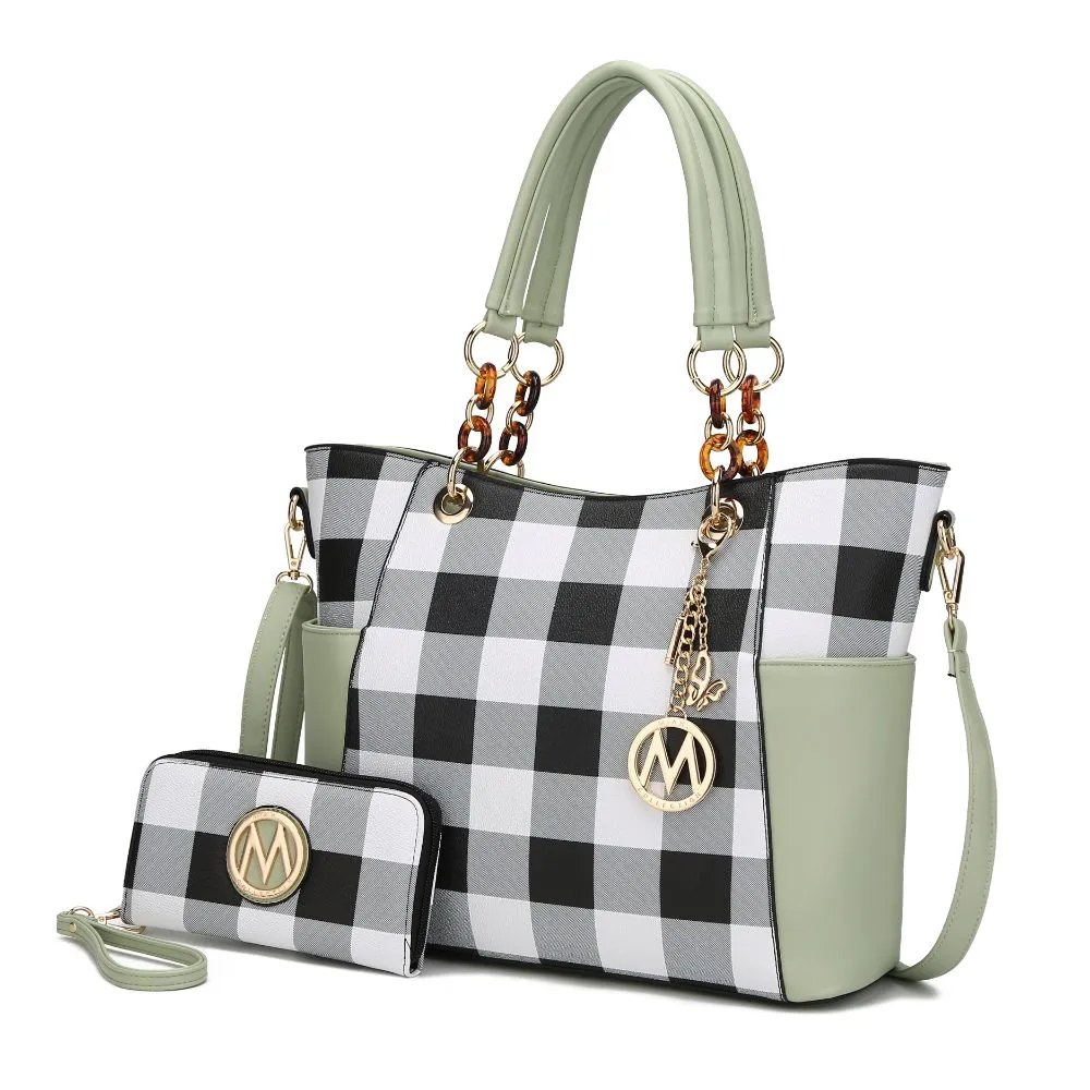Bonita Checker Tote Handbag for Women's