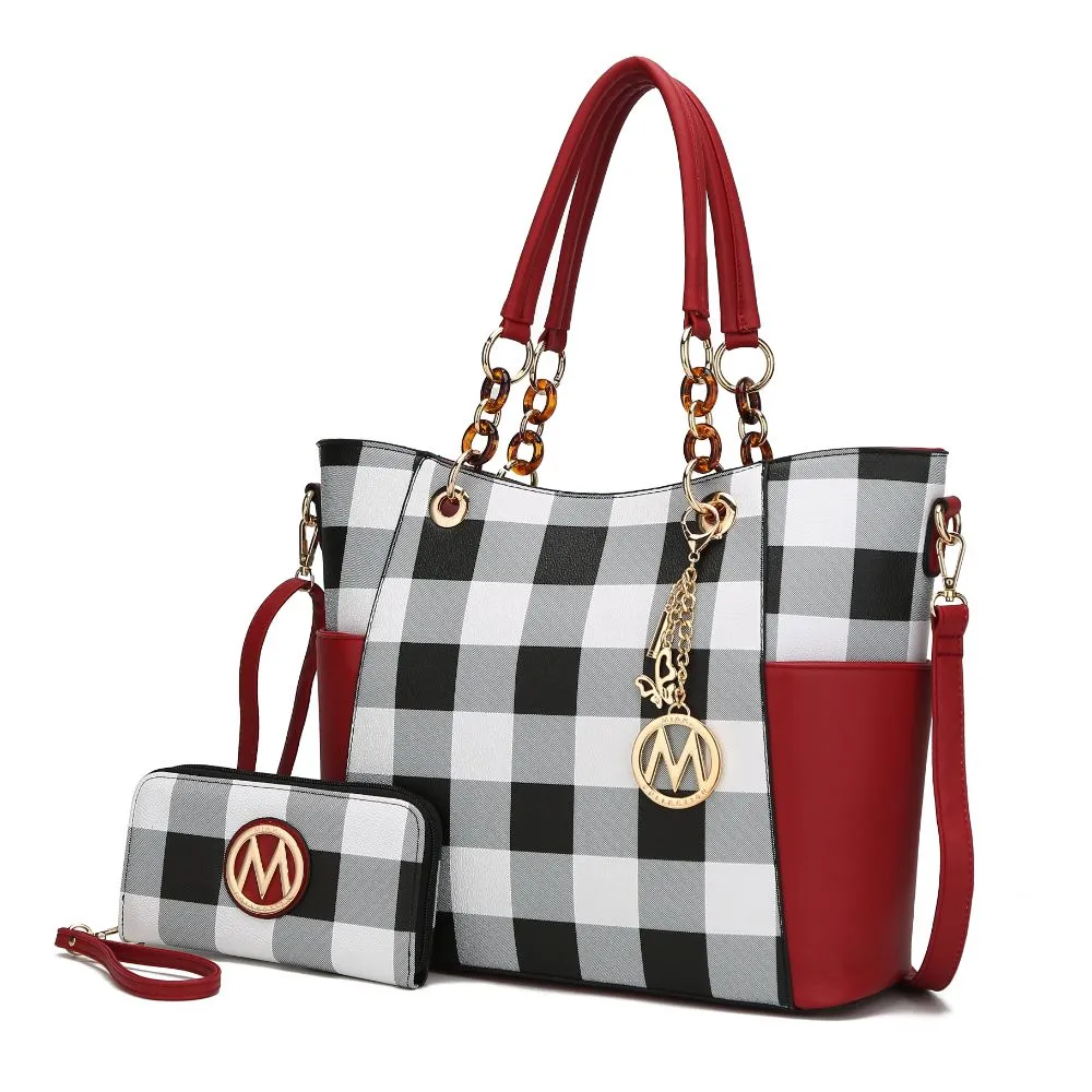 Bonita Checker Tote Handbag for Women's