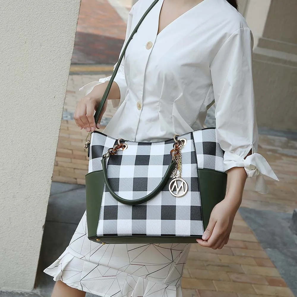 Bonita Checker Tote Handbag for Women's