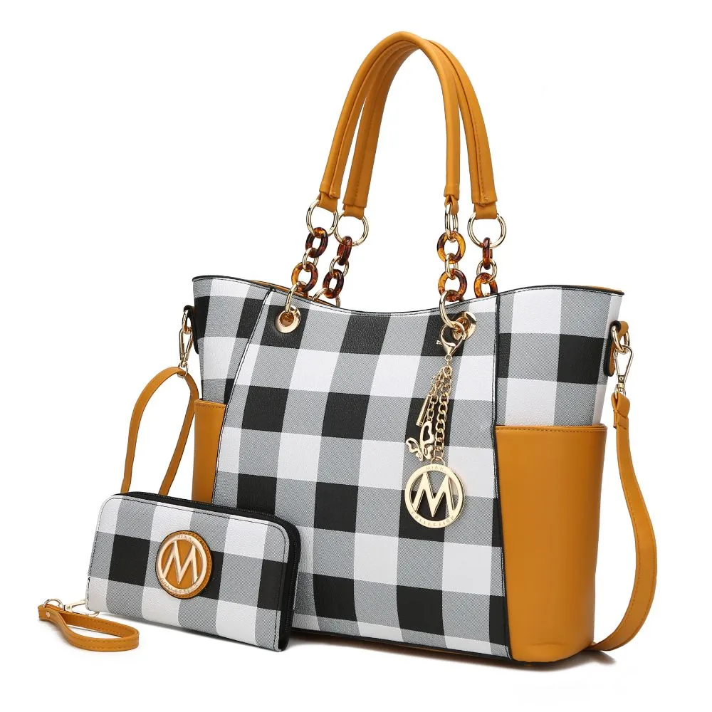 Bonita Checker Tote Handbag for Women's