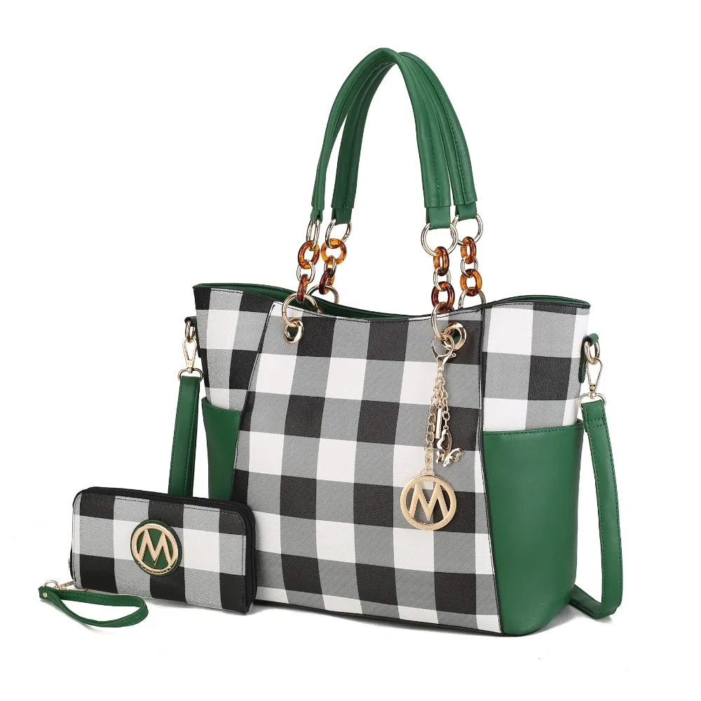 Bonita Checker Tote Handbag for Women's