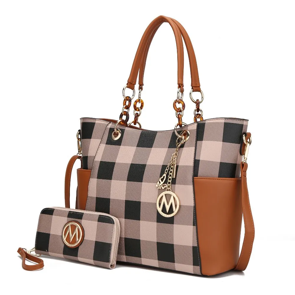 Bonita Checker Tote Handbag for Women's