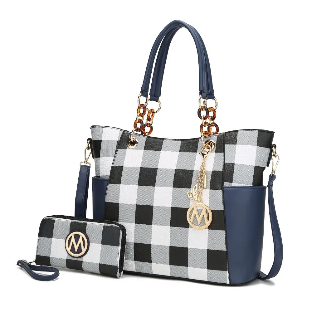 Bonita Checker Tote Handbag for Women's
