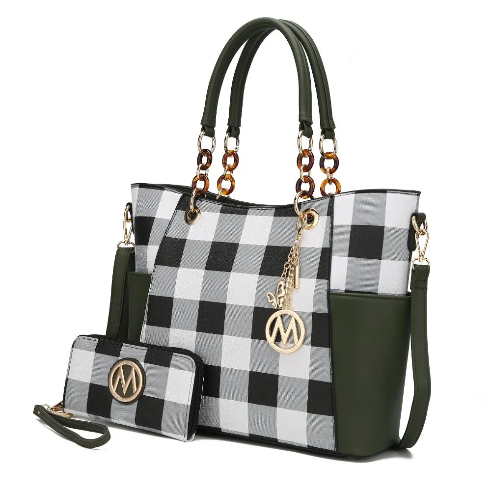 Bonita Checker Tote Handbag for Women's