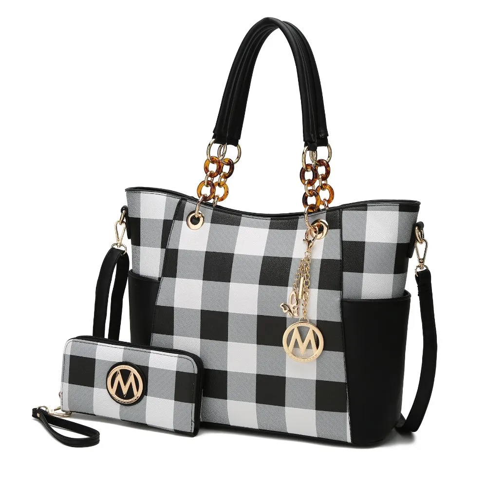 Bonita Checker Tote Handbag for Women's