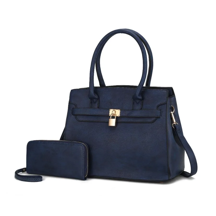 Bruna Satchel Bag with a Matching Wallet -2 pieces set