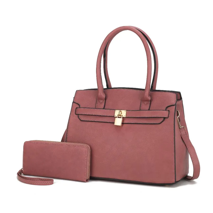 Bruna Satchel Bag with a Matching Wallet -2 pieces set