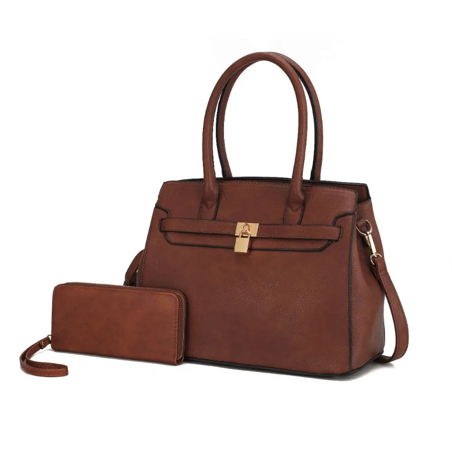 Bruna Satchel Bag with a Matching Wallet -2 pieces set