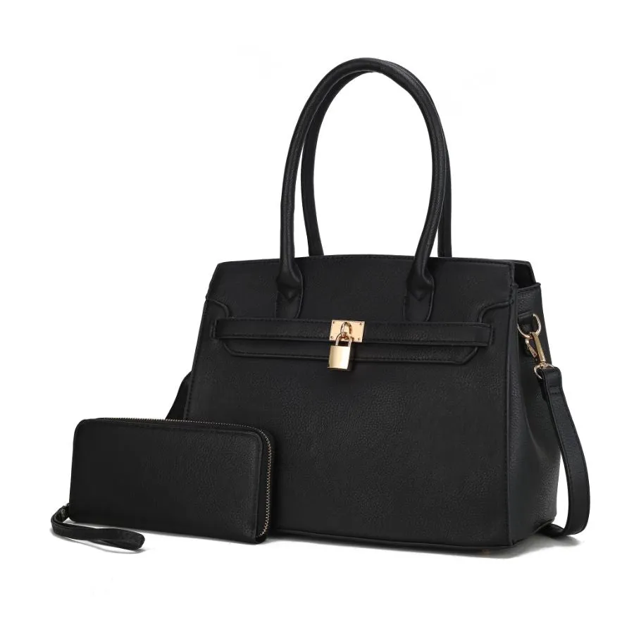 Bruna Satchel Bag with a Matching Wallet -2 pieces set