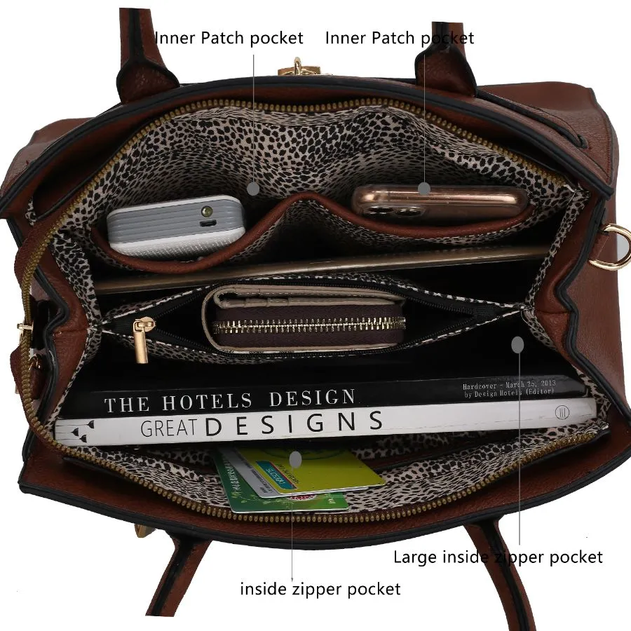 Bruna Satchel Bag with a Matching Wallet -2 pieces set