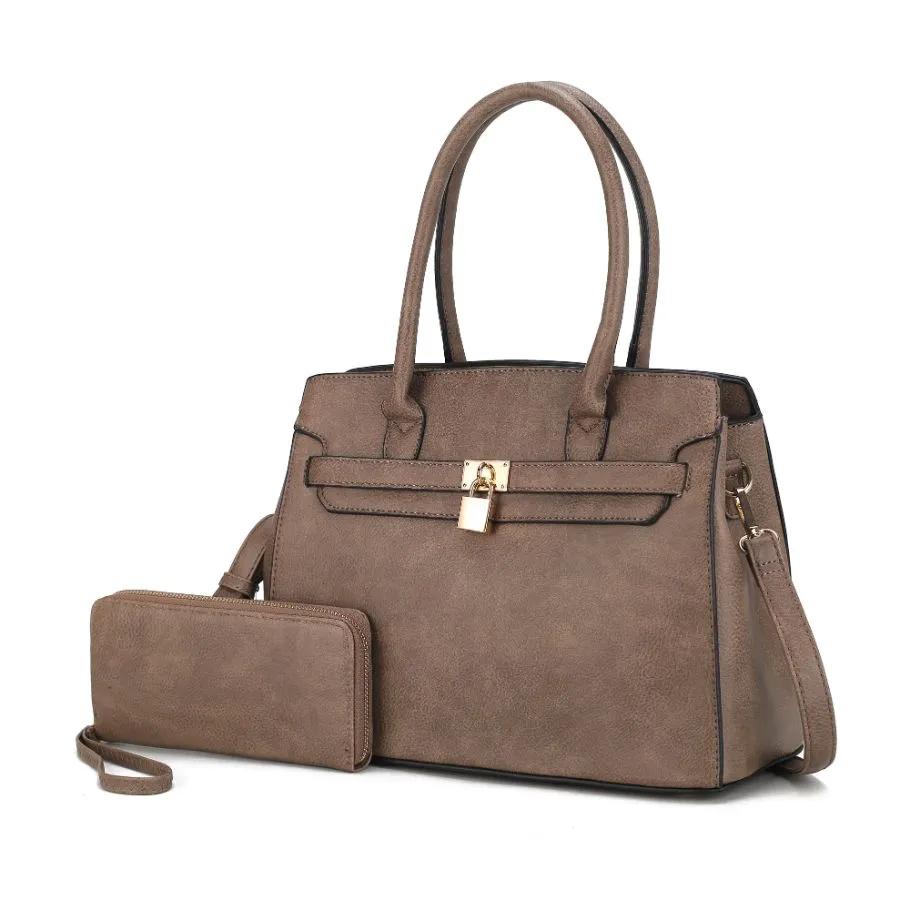 Bruna Satchel Bag with a Matching Wallet -2 pieces set