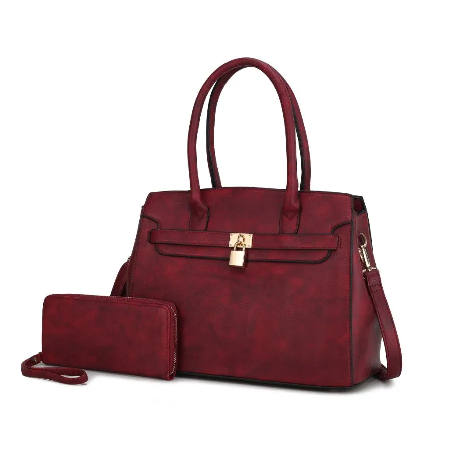 Bruna Satchel Bag with a Matching Wallet -2 pieces set
