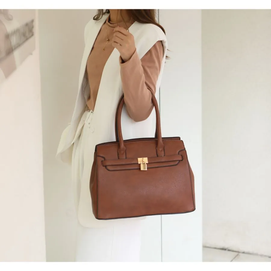 Bruna Satchel Bag with a Matching Wallet -2 pieces set