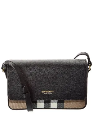 Burberry Check Canvas & Leather Shoulder Bag