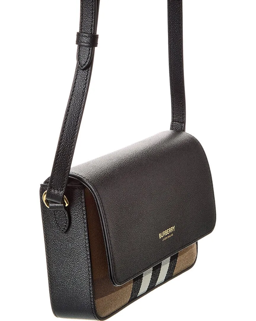 Burberry Check Canvas & Leather Shoulder Bag