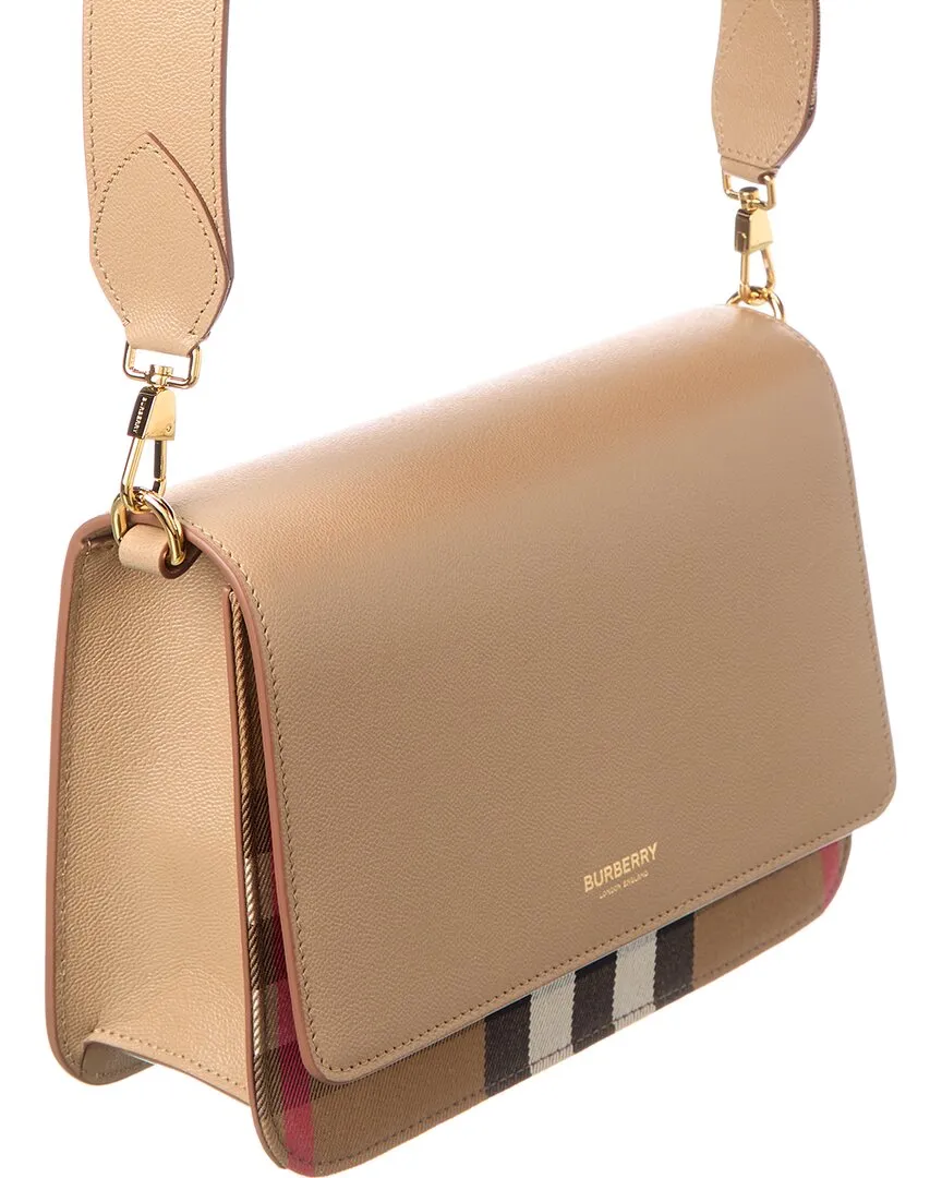 Burberry Mackford Check Canvas & Leather Shoulder Bag