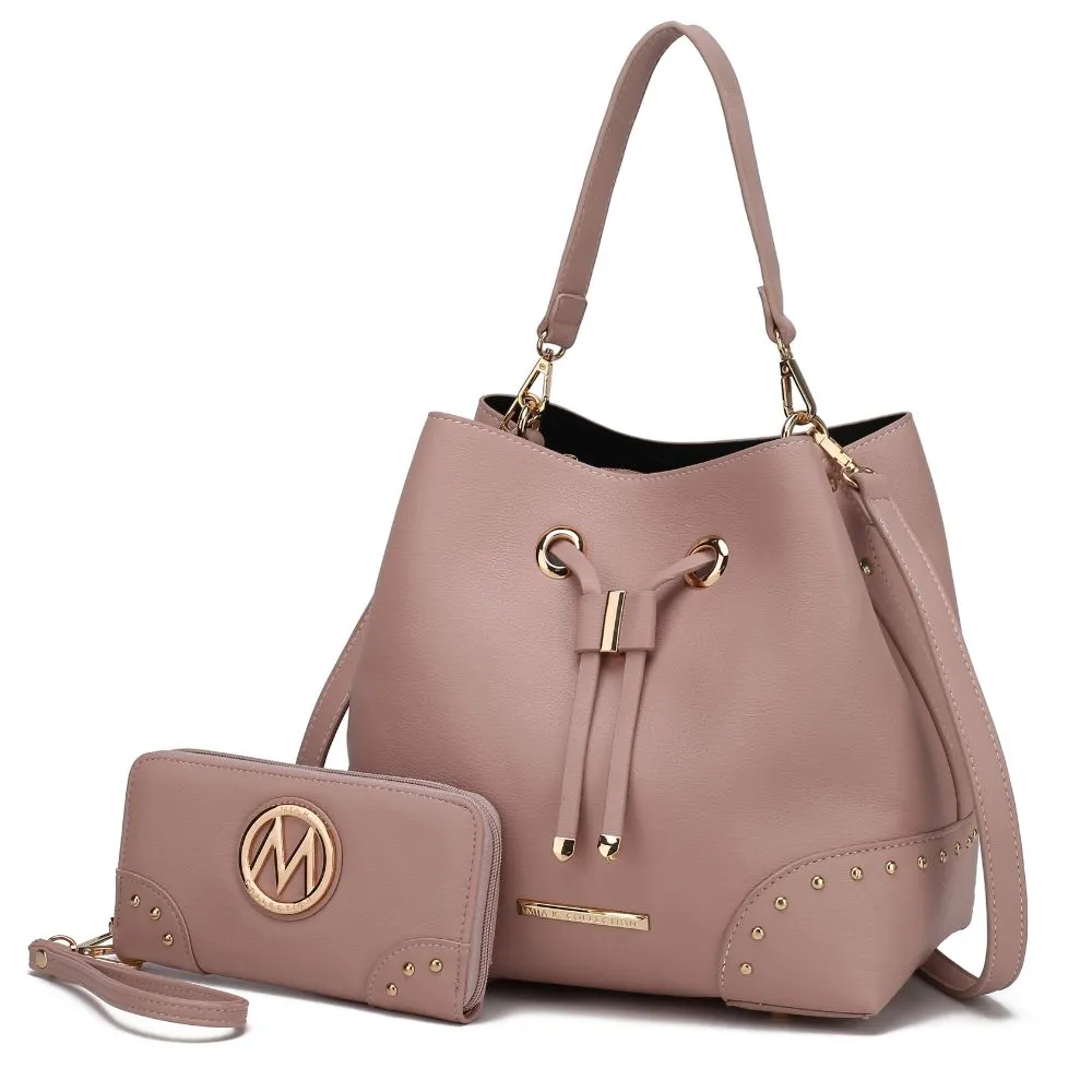 Callie Solid Bucket Bag with matching Wallet