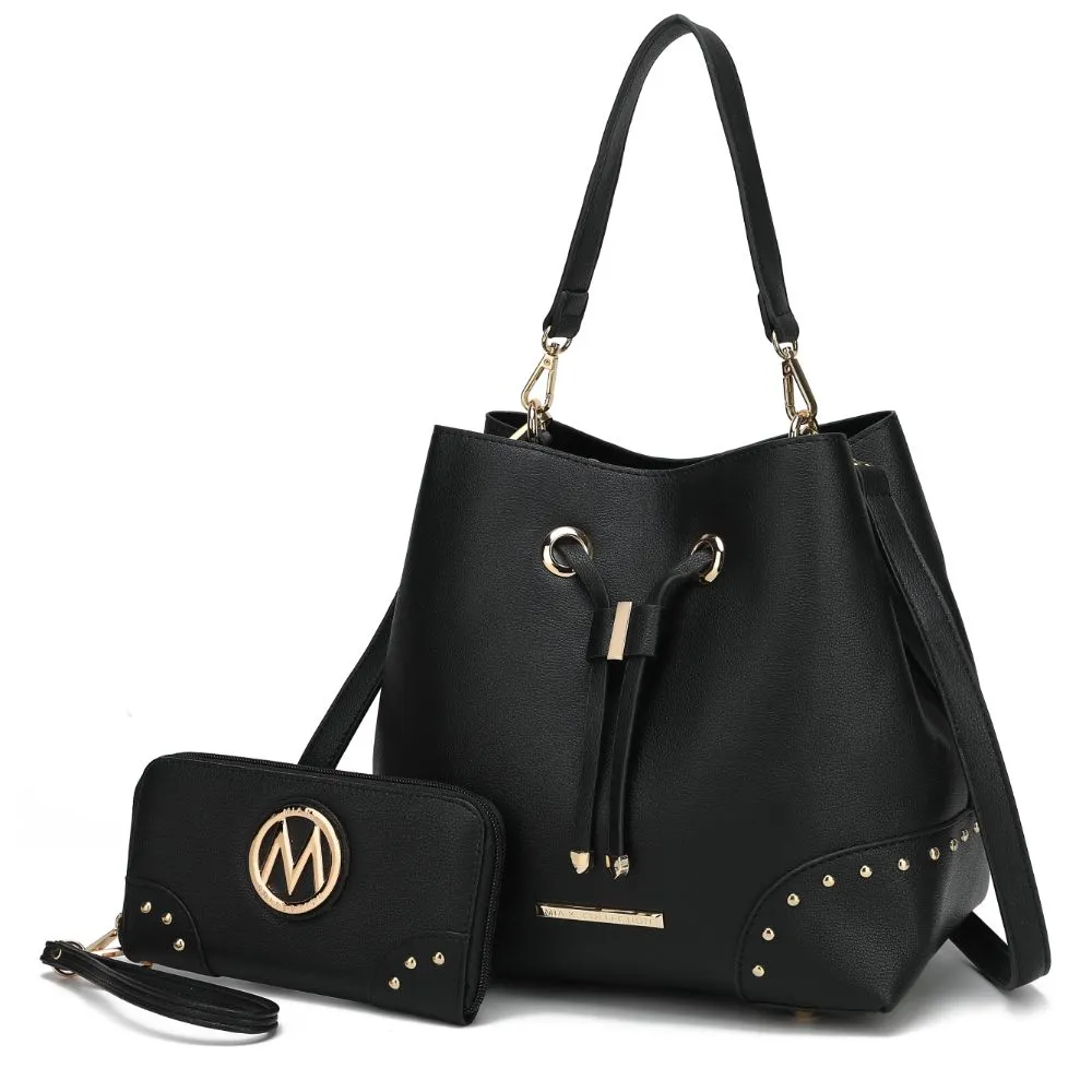 Callie Solid Bucket Bag with matching Wallet