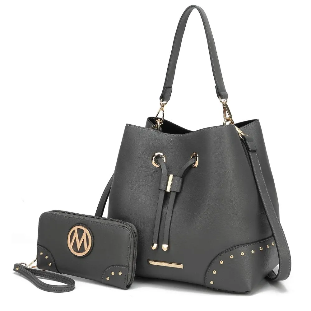 Callie Solid Bucket Bag with matching Wallet