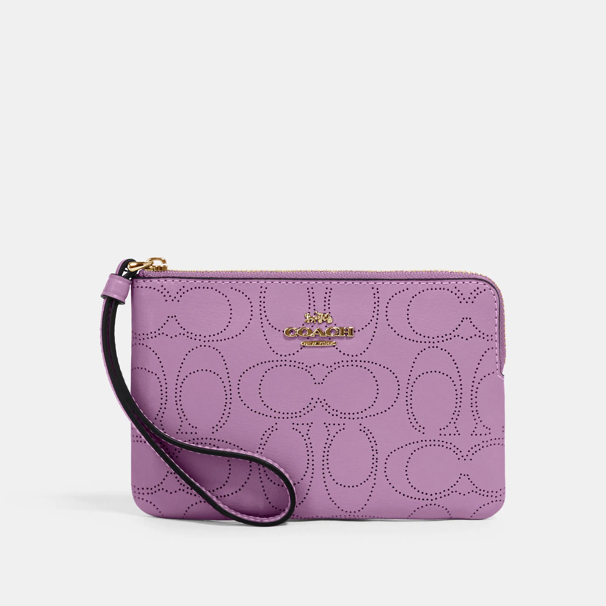 COACH Corner Zip Wristlet In Signature Leather