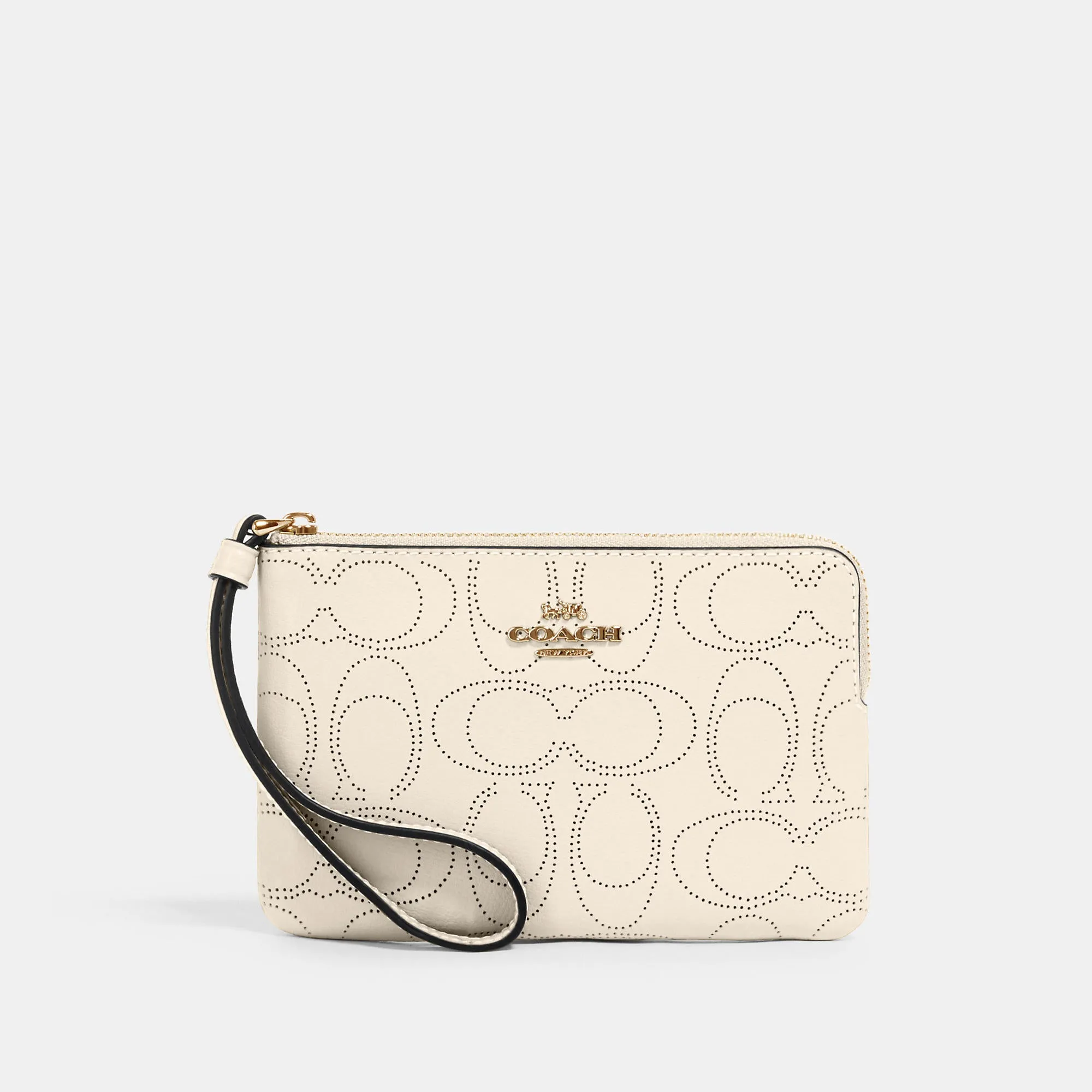 COACH Corner Zip Wristlet In Signature Leather