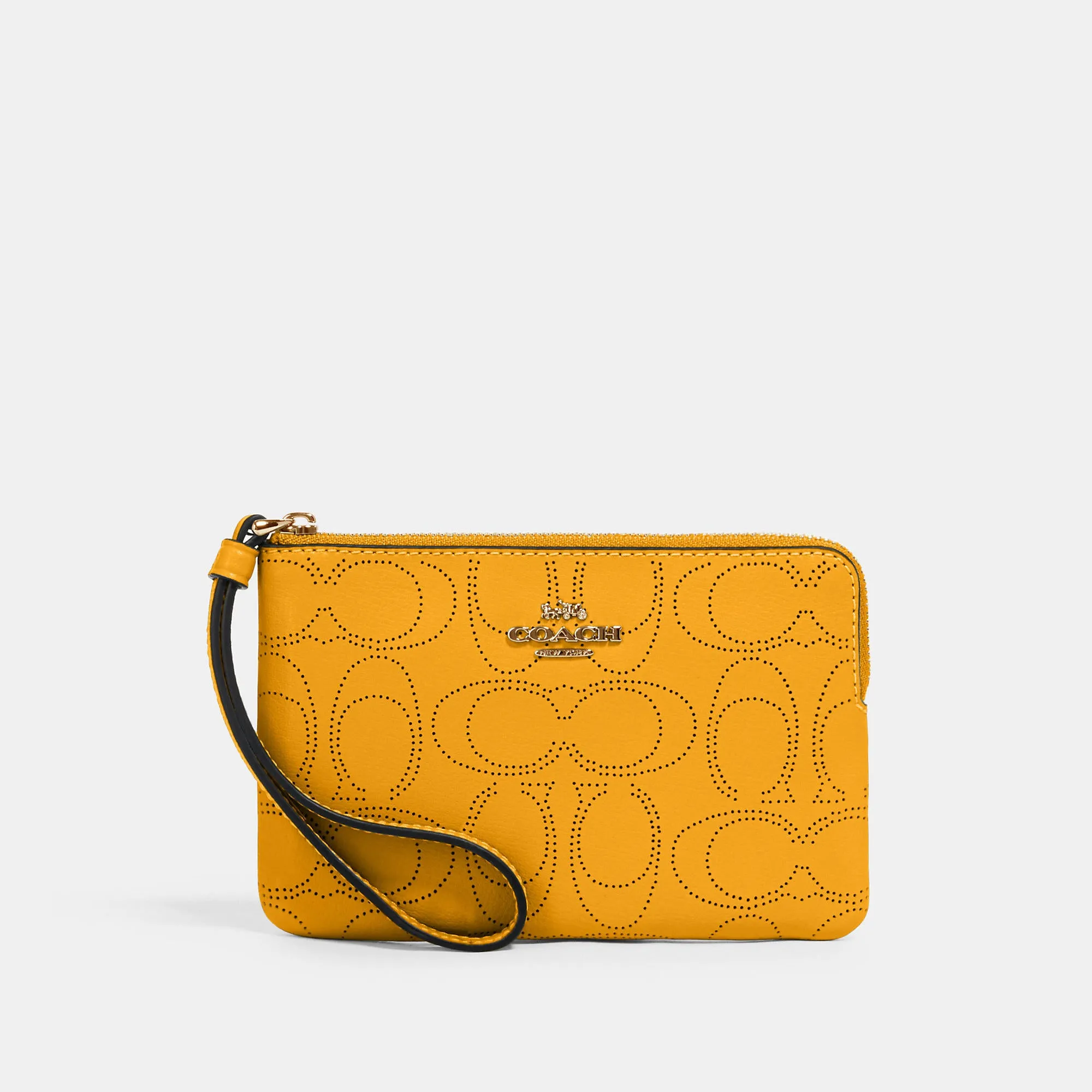 COACH Corner Zip Wristlet In Signature Leather