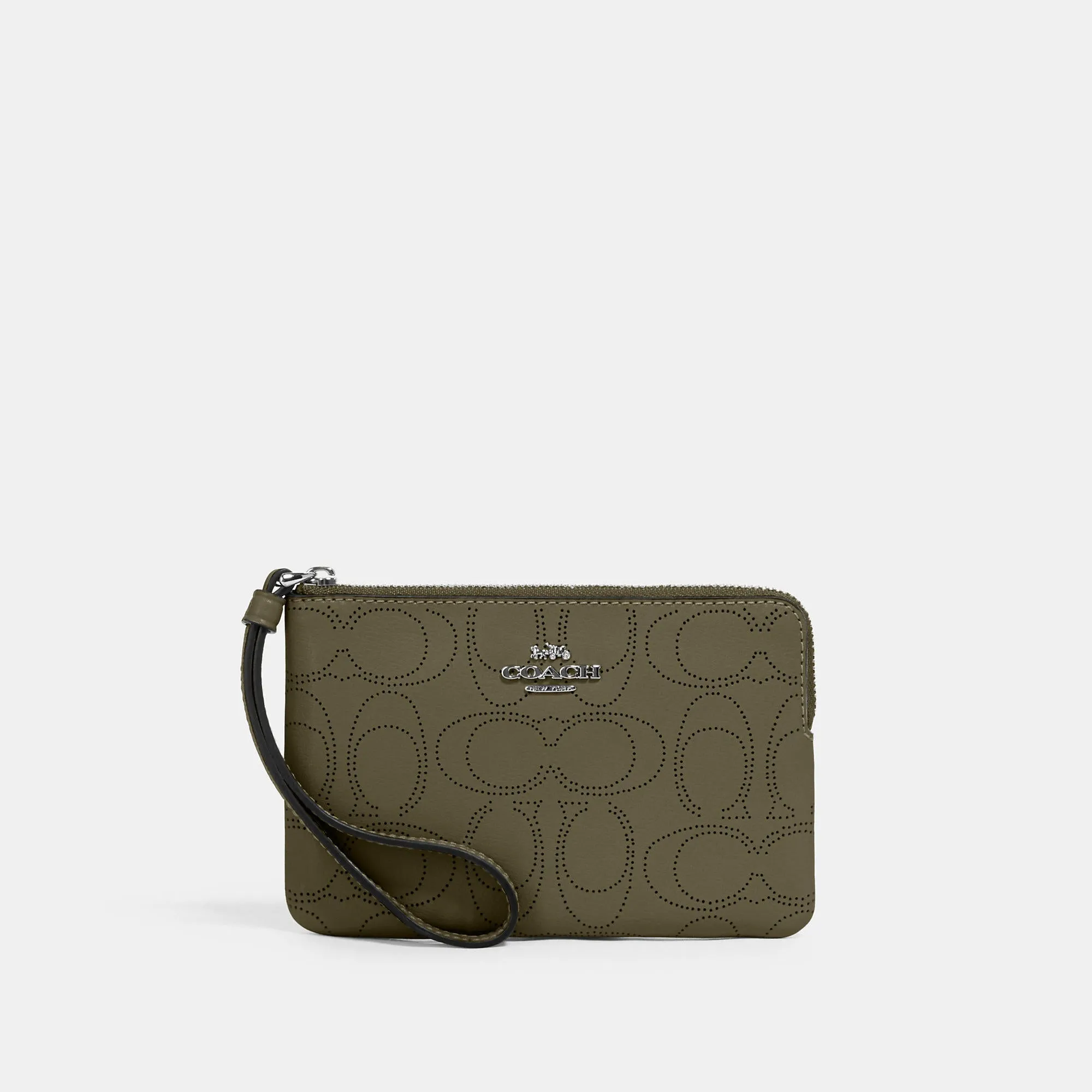 COACH Corner Zip Wristlet In Signature Leather