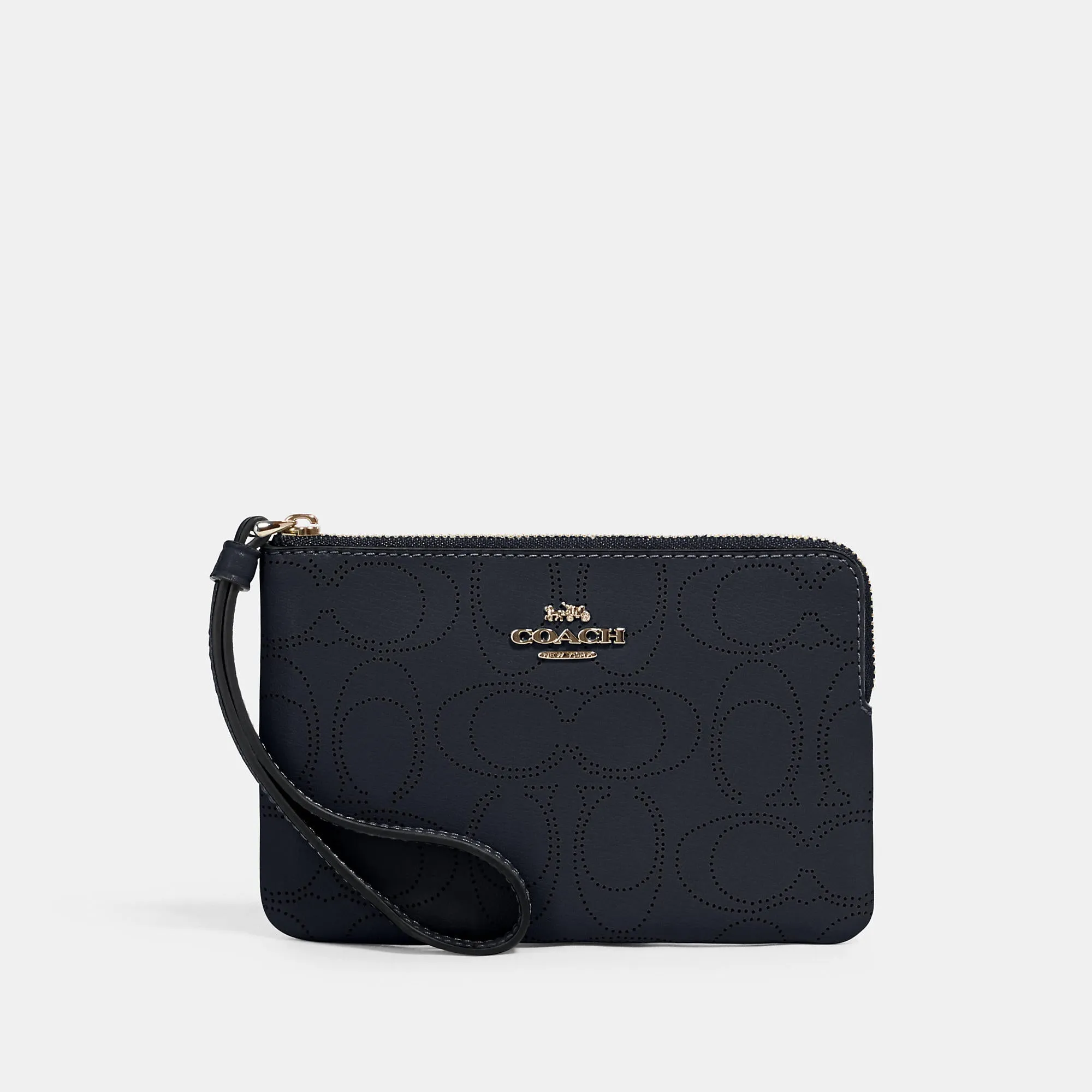 COACH Corner Zip Wristlet In Signature Leather