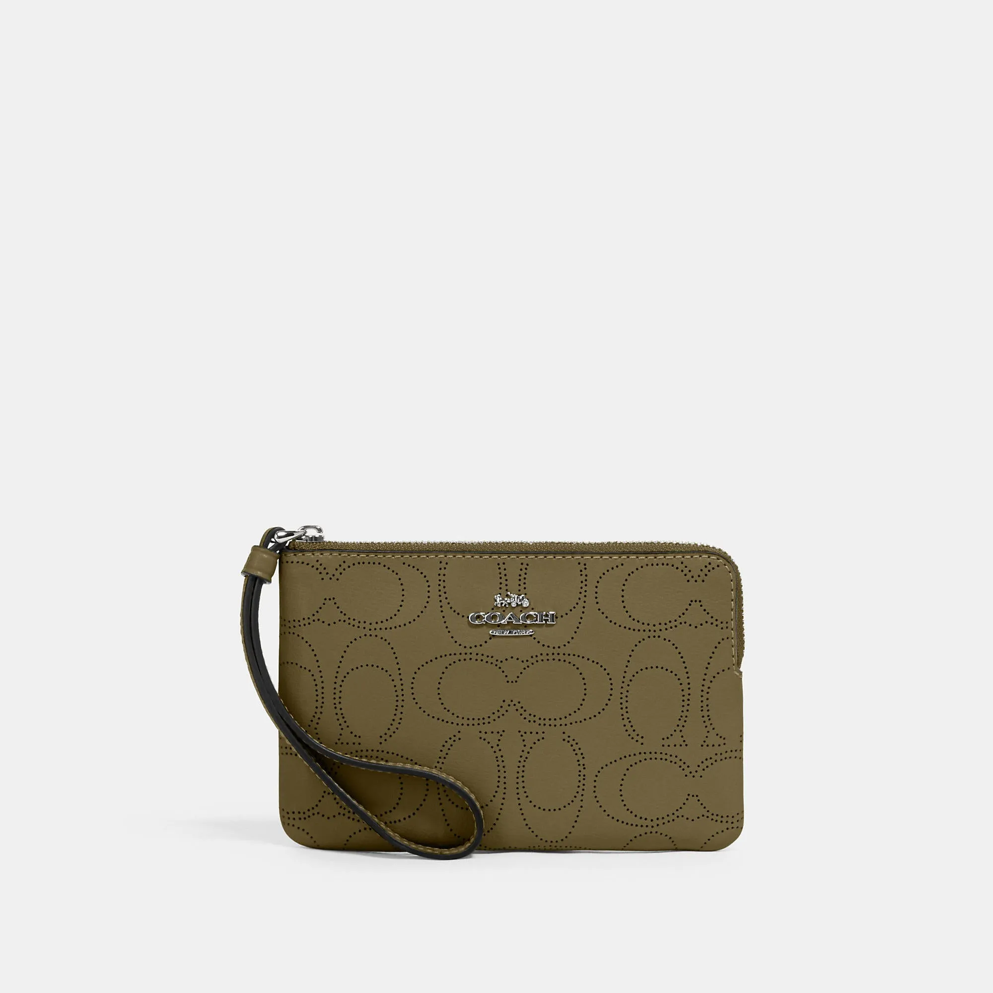 COACH Corner Zip Wristlet In Signature Leather