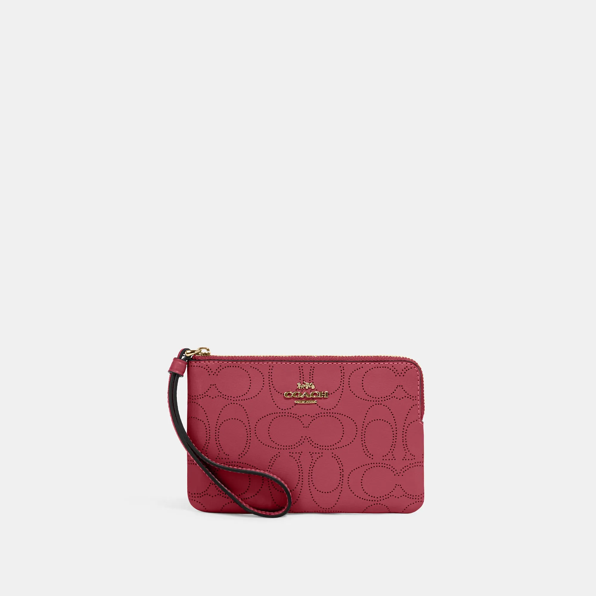 COACH Corner Zip Wristlet In Signature Leather