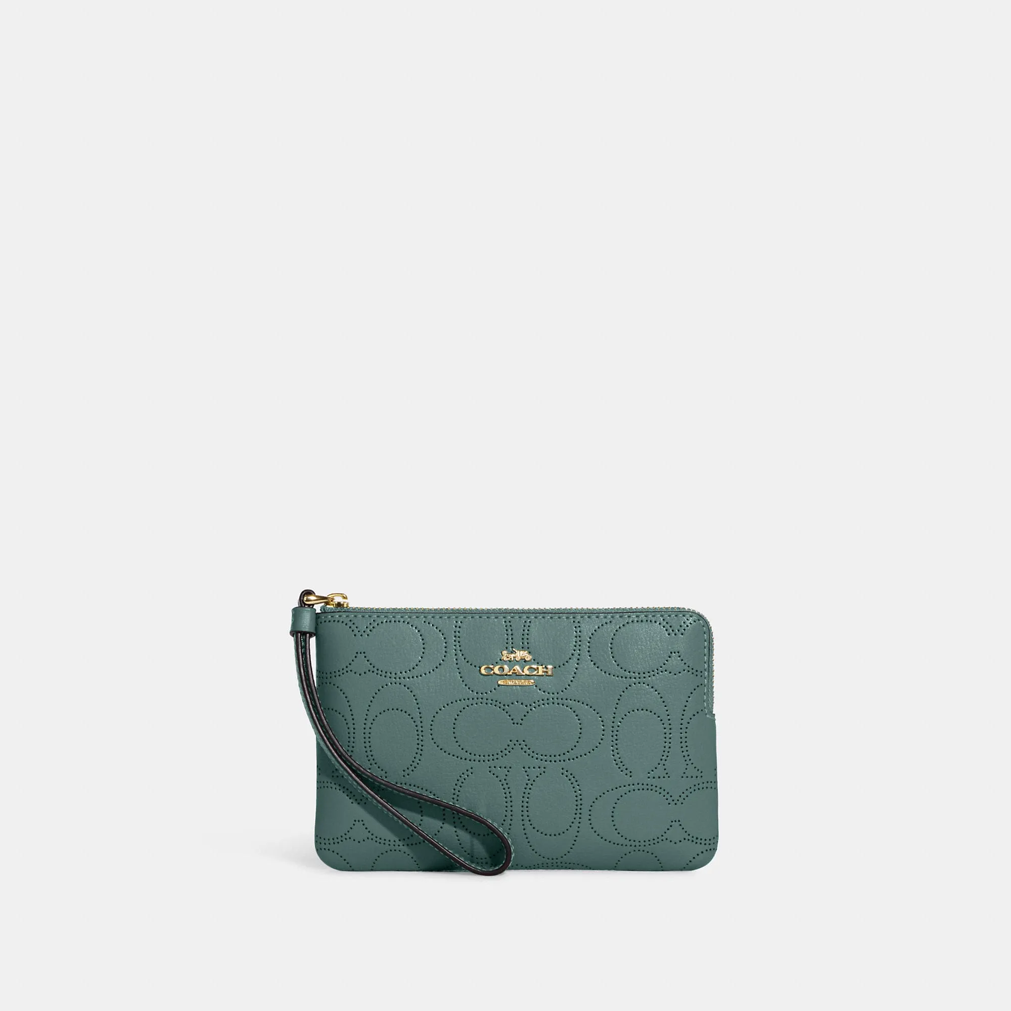 COACH Corner Zip Wristlet In Signature Leather